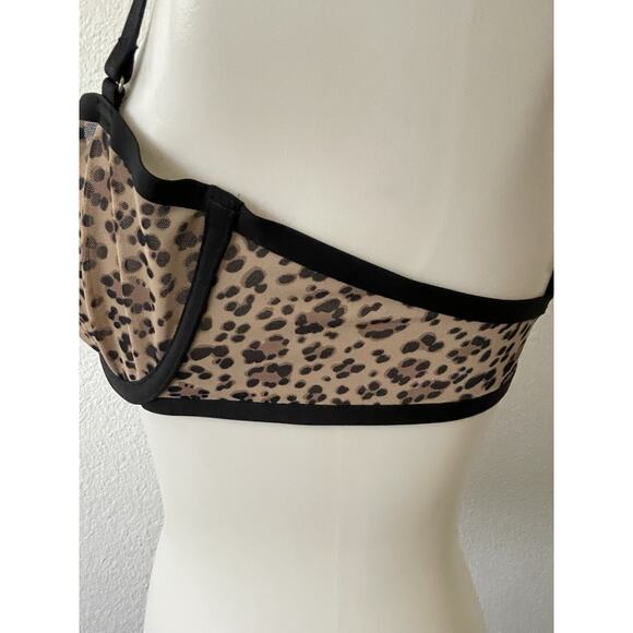 Cuup Lingerie Bra Balconette Semi Sheer Animal Print Intimates - Picture 6 of 10